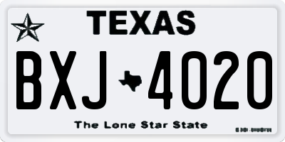TX license plate BXJ4020