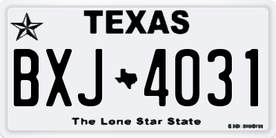 TX license plate BXJ4031