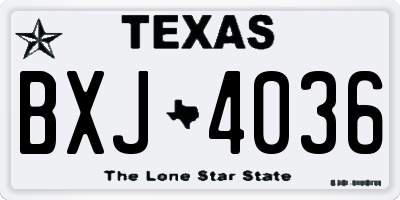 TX license plate BXJ4036
