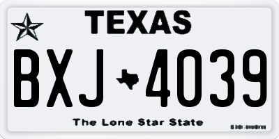 TX license plate BXJ4039