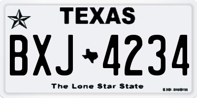 TX license plate BXJ4234