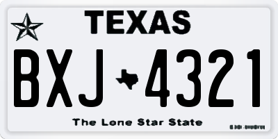 TX license plate BXJ4321