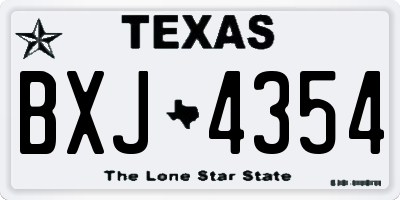 TX license plate BXJ4354