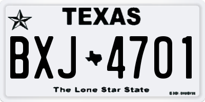 TX license plate BXJ4701