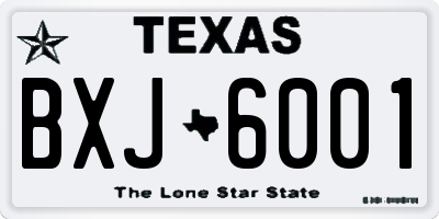 TX license plate BXJ6001