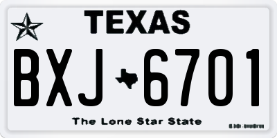 TX license plate BXJ6701