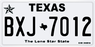 TX license plate BXJ7012