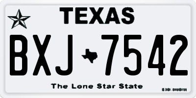TX license plate BXJ7542