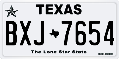 TX license plate BXJ7654