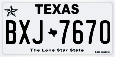 TX license plate BXJ7670