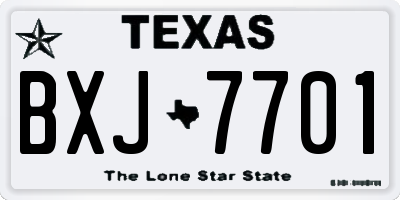 TX license plate BXJ7701