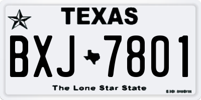 TX license plate BXJ7801