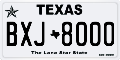 TX license plate BXJ8000