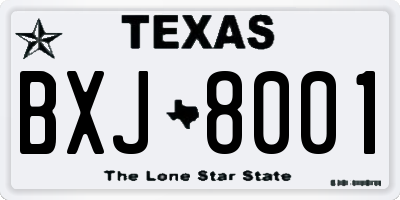 TX license plate BXJ8001