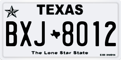 TX license plate BXJ8012
