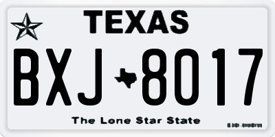 TX license plate BXJ8017
