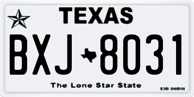 TX license plate BXJ8031