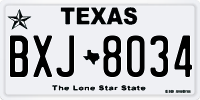TX license plate BXJ8034