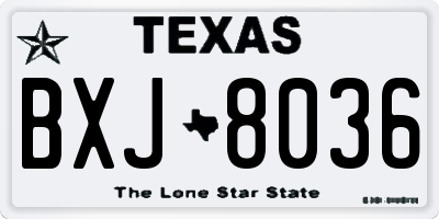 TX license plate BXJ8036
