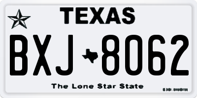 TX license plate BXJ8062