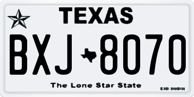 TX license plate BXJ8070