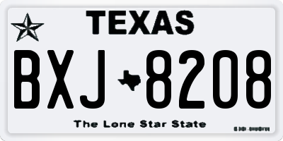 TX license plate BXJ8208