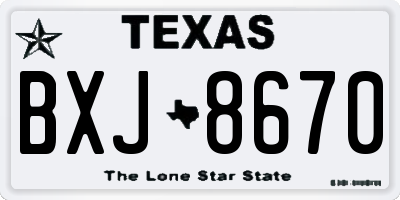 TX license plate BXJ8670