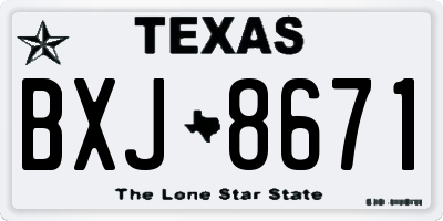 TX license plate BXJ8671