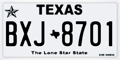 TX license plate BXJ8701