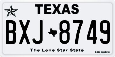 TX license plate BXJ8749