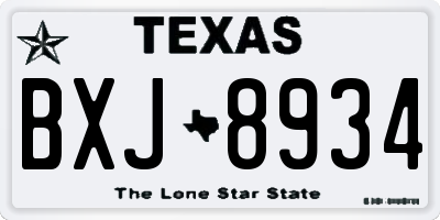 TX license plate BXJ8934