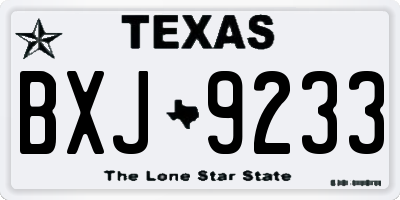 TX license plate BXJ9233