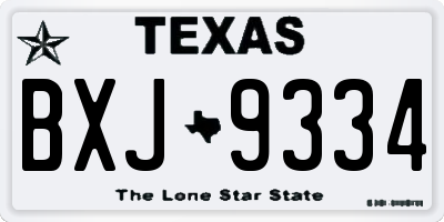 TX license plate BXJ9334