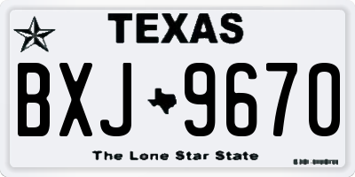 TX license plate BXJ9670