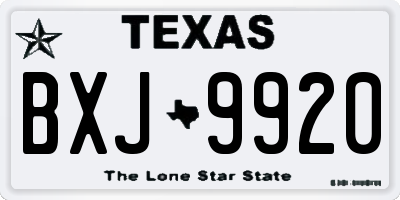 TX license plate BXJ9920