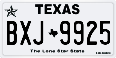 TX license plate BXJ9925