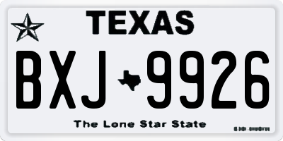 TX license plate BXJ9926