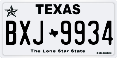 TX license plate BXJ9934