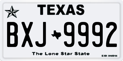 TX license plate BXJ9992