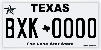 TX license plate BXK0000