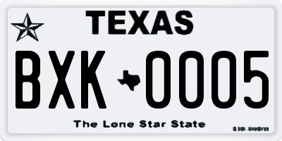 TX license plate BXK0005