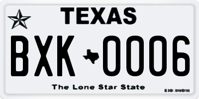 TX license plate BXK0006