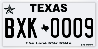 TX license plate BXK0009