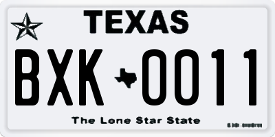 TX license plate BXK0011