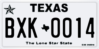TX license plate BXK0014