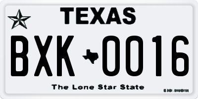 TX license plate BXK0016