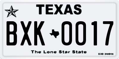 TX license plate BXK0017