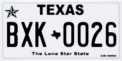 TX license plate BXK0026