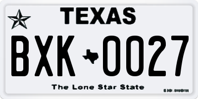 TX license plate BXK0027