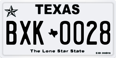 TX license plate BXK0028